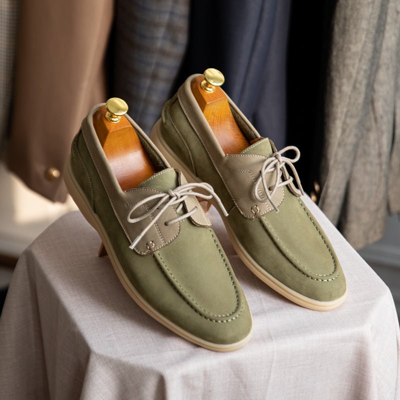 Chaussures bateau homme en daim vintage mercerisé | Élégance et confort luxe - Louis Alat