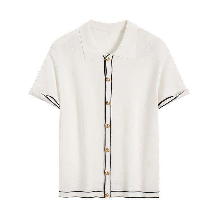 Cardigan simple à revers contrastés style Old Money - Louis Alat