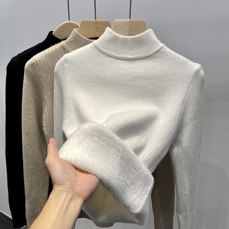 ❄️ Pull Hiver Femme Doublé Polaire – Base Thermique Élégante à Col Montant - Louis Alat