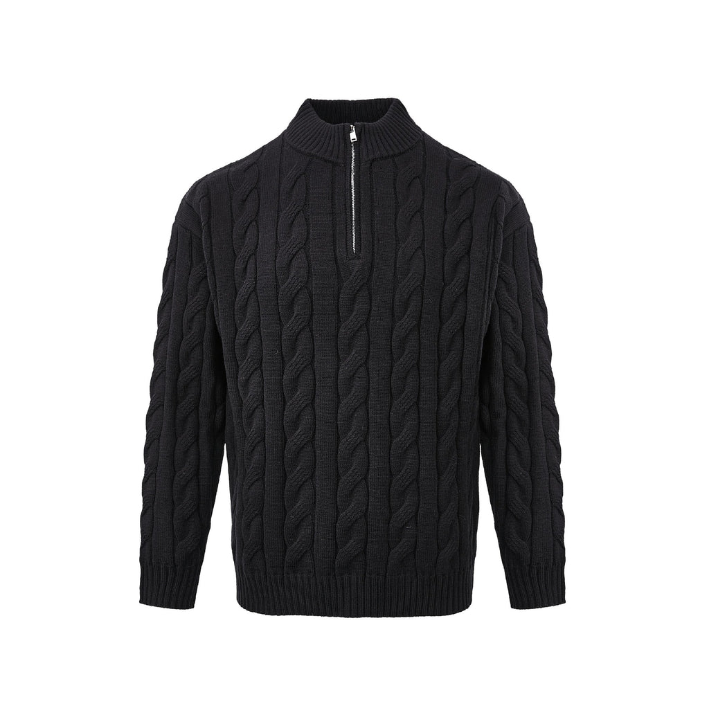 Pull torsadé homme à demi - zip – Élégance intemporelle et coupe luxe - Louis Alat