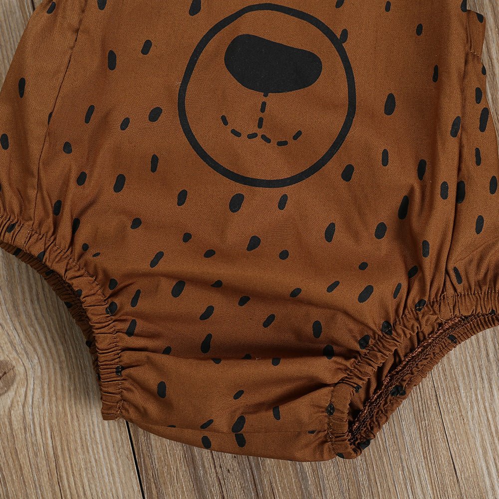 Ensemble Bébé 2 Pièces – Salopette Ours Marron & T-Shirt Rayé 100% Coton - Louis Alat