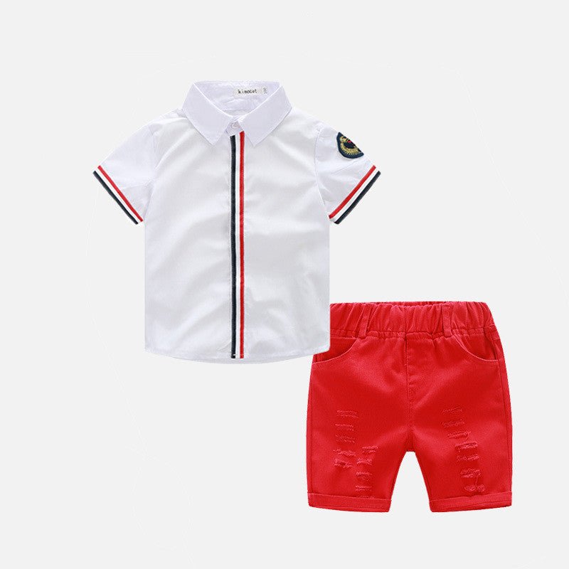 Ensemble Enfant Été “Cool &amp; Cotton” – Chemise 100% Coton + Short Effet Usé (Blanc, Vert ou Beige) - Louis Alat