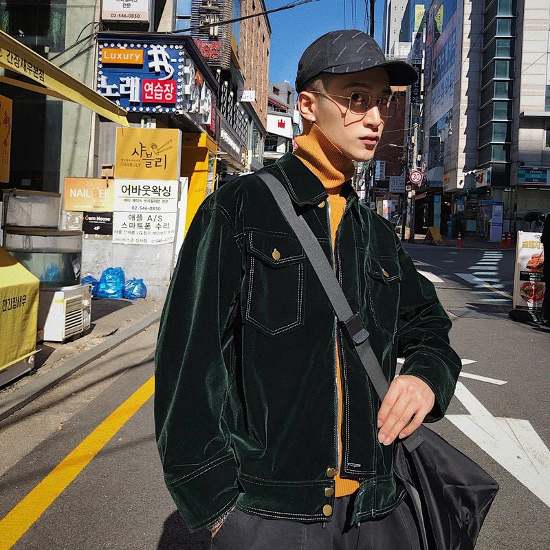 Veste Homme Velours Vert Foncé – Élégance Exclusive Style Hong Kong - Louis Alat