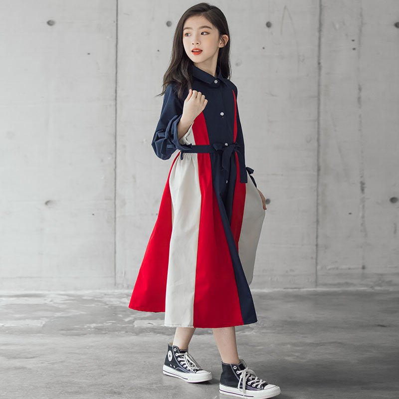 Robe Fille Grande Taille Style Coréen – Coton Doux à Panneaux Multicolores - Louis Alat