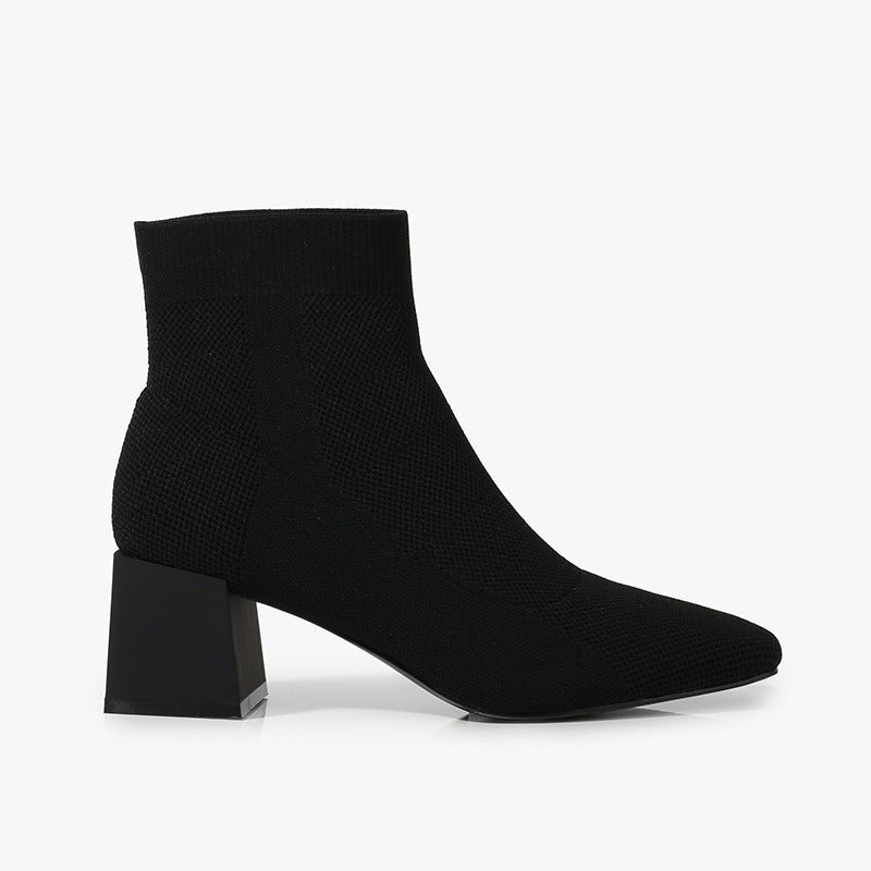 Bottines Chaussettes Noires – Talon Carré Élégance Minimaliste - Louis Alat