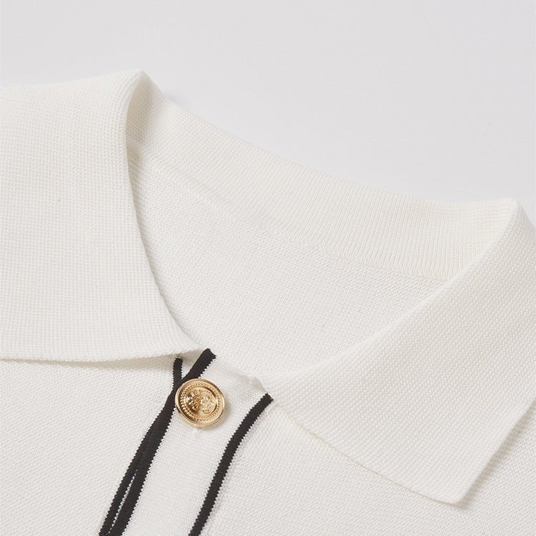 Cardigan simple à revers contrastés style Old Money - Louis Alat