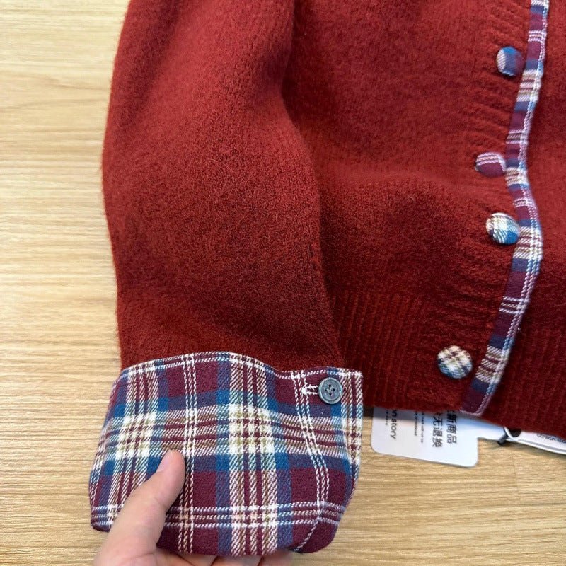 Cardigan Femme Classique à Carreaux – Coupe Loose & Détails Contrastés - Louis Alat