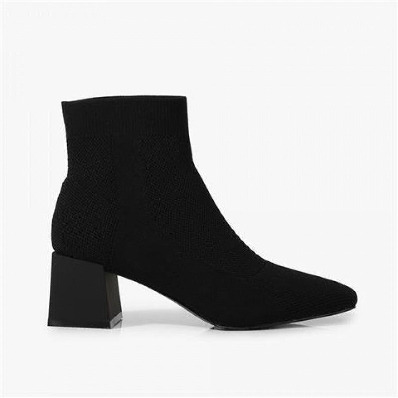 Bottines Chaussettes Noires – Talon Carré Élégance Minimaliste - Louis Alat