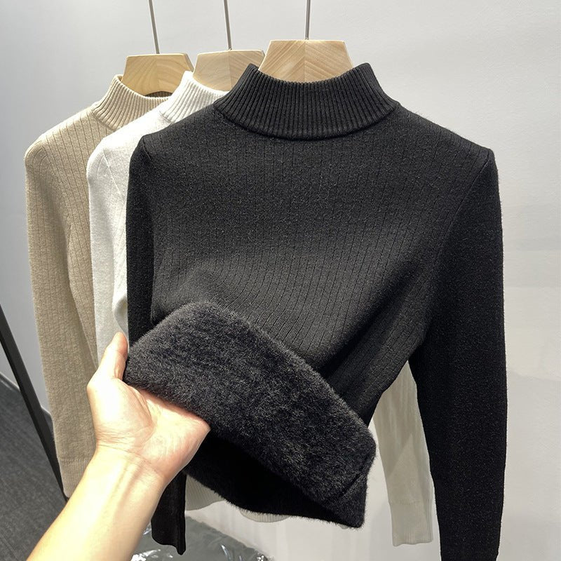 ❄️ Pull Hiver Femme Doublé Polaire – Base Thermique Élégante à Col Montant - Louis Alat