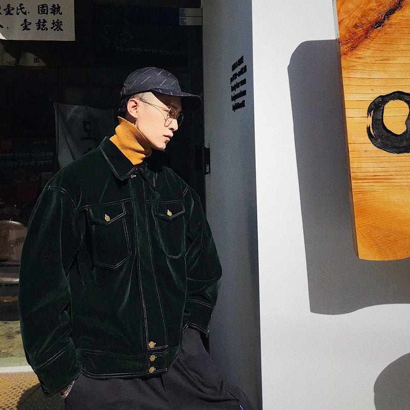 Veste Homme Velours Vert Foncé – Élégance Exclusive Style Hong Kong - Louis Alat