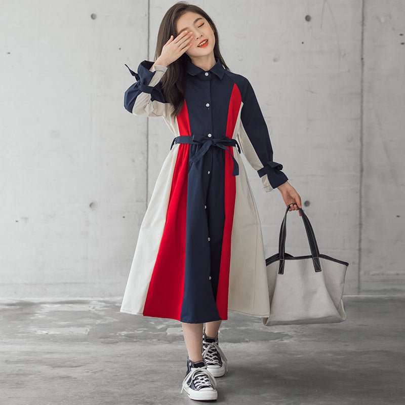 Robe Fille Grande Taille Style Coréen – Coton Doux à Panneaux Multicolores - Louis Alat