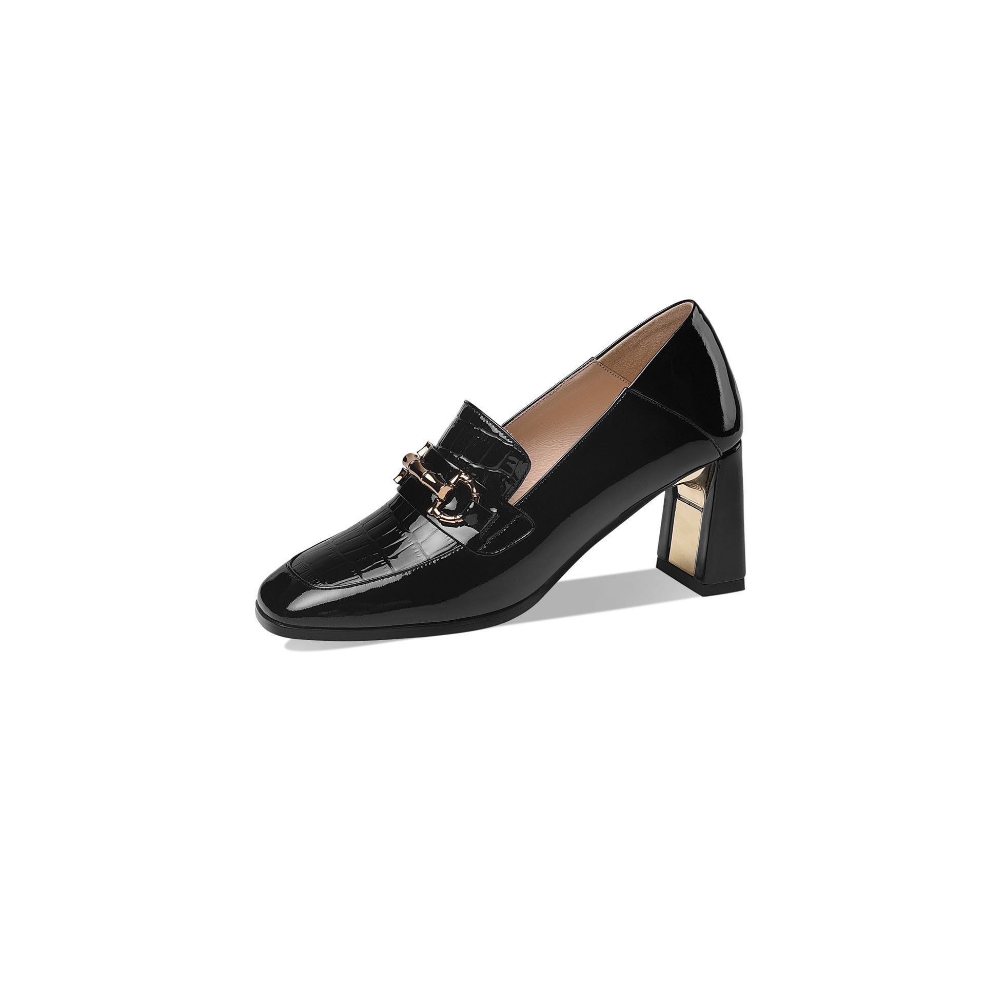 Escarpins Femme à Talon Bloc et Bout Carré – Cuir Verni Vert - Louis Alat