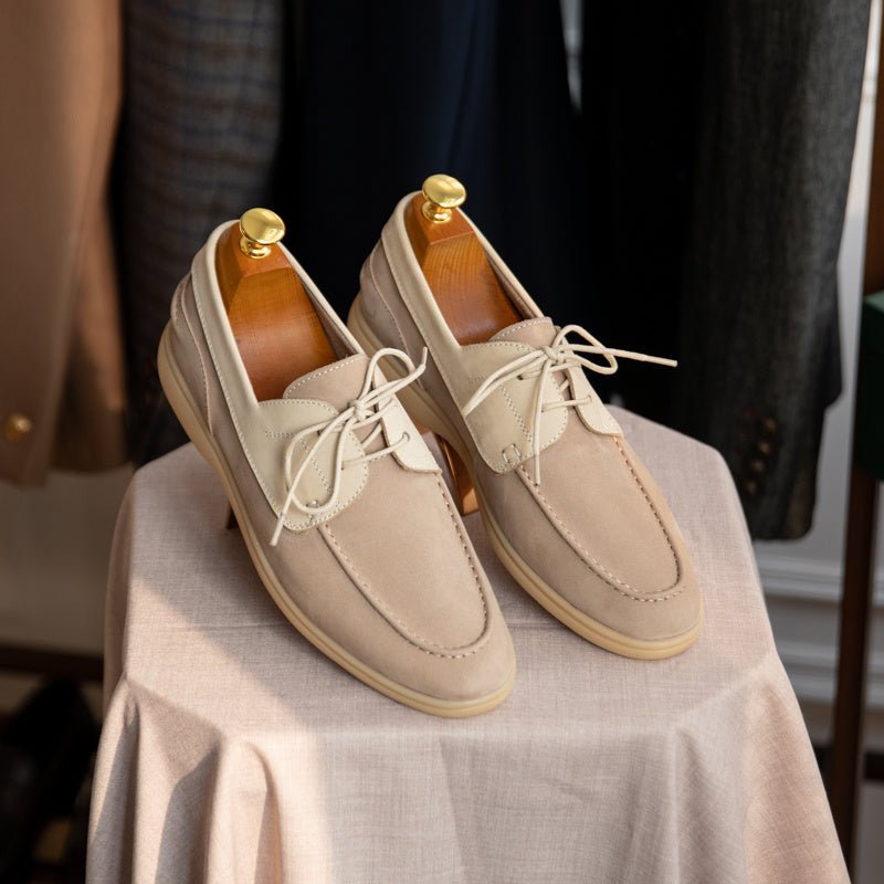 Chaussures bateau homme en daim vintage mercerisé | Élégance et confort luxe - Louis Alat