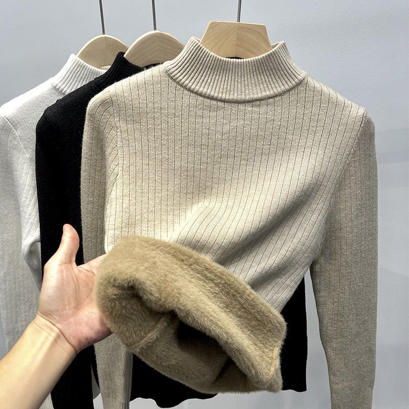 ❄️ Pull Hiver Femme Doublé Polaire – Base Thermique Élégante à Col Montant - Louis Alat