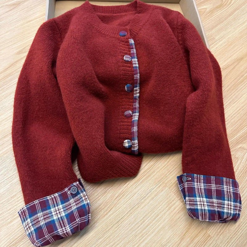 Cardigan Femme Classique à Carreaux – Coupe Loose & Détails Contrastés - Louis Alat