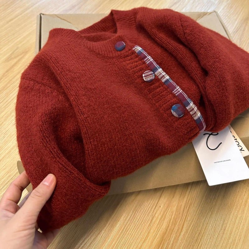 Cardigan Femme Classique à Carreaux – Coupe Loose & Détails Contrastés - Louis Alat