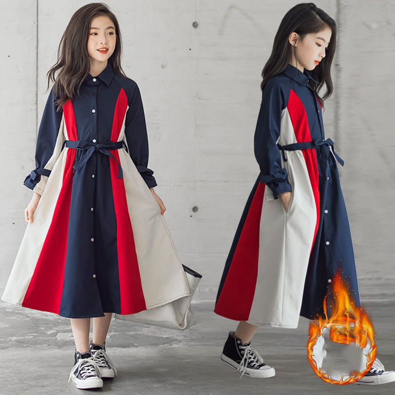 Robe Fille Grande Taille Style Coréen – Coton Doux à Panneaux Multicolores - Louis Alat