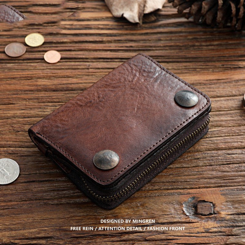 Portefeuille Homme en Cuir Véritable – Boutons Vintage & Finition Rétro - Louis Alat