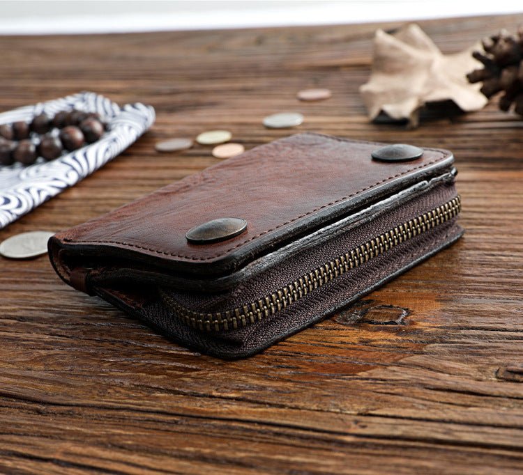 Portefeuille Homme en Cuir Véritable – Boutons Vintage & Finition Rétro - Louis Alat