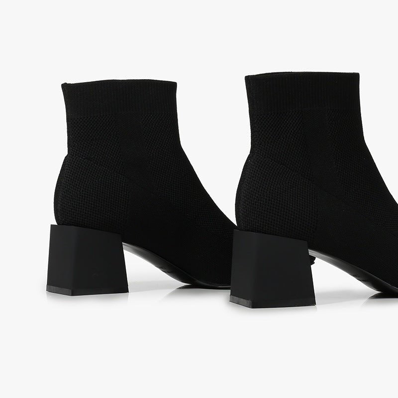 Bottines Chaussettes Noires – Talon Carré Élégance Minimaliste - Louis Alat