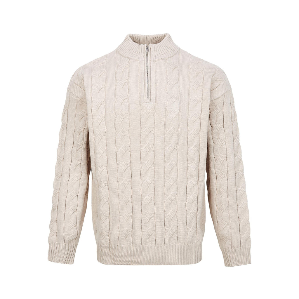Pull torsadé homme à demi - zip – Élégance intemporelle et coupe luxe - Louis Alat