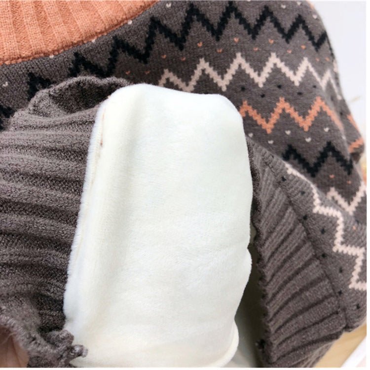 Pull enfant “Zig & Cozy” – Motif vintage marron & abricot - Louis Alat