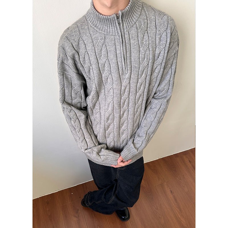 Pull torsadé homme à demi - zip – Élégance intemporelle et coupe luxe - Louis Alat
